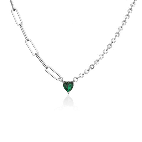 Fashion Heart Shape Metal Chain Zircon Necklace