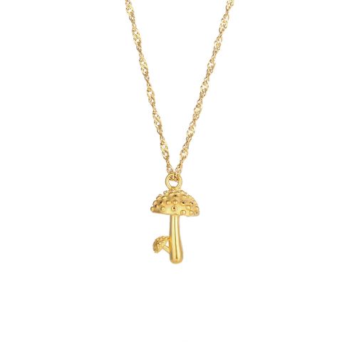 Cute Mushroom Stainless Steel Plating Gold Plated Necklace