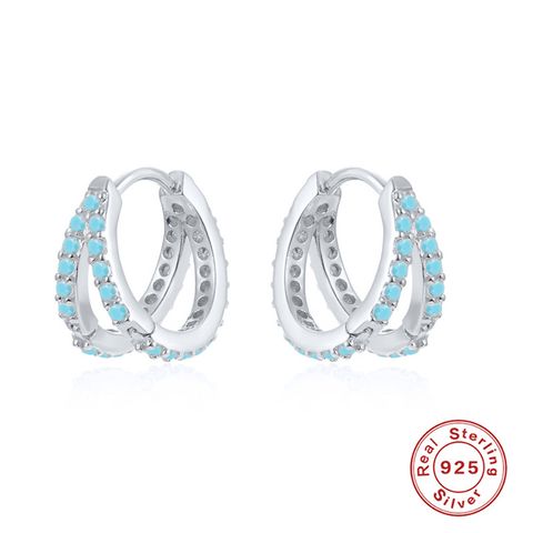 1 Pair Ig Style Korean Style Geometric Inlay Sterling Silver Zircon Earrings