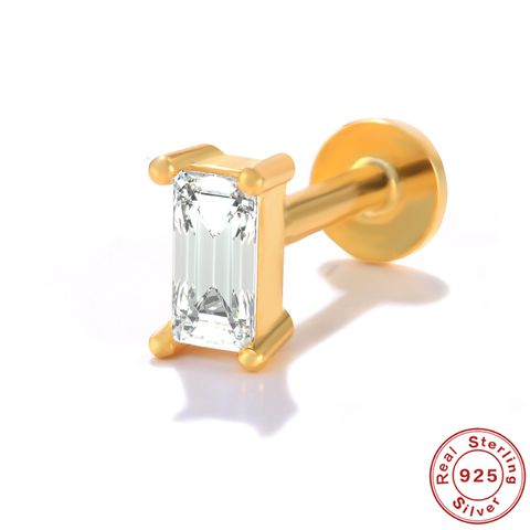Simple Style Geometric Sterling Silver Plating Inlay Zircon Ear Studs 1 Piece