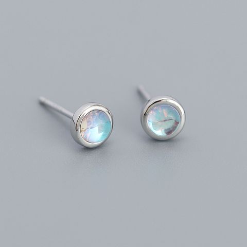 Simple Style Geometric Plating Sterling Silver Turquoise Ear Studs