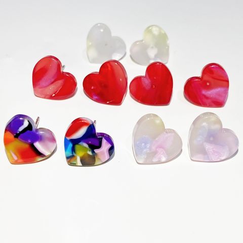 Simple Style Heart Shape Lightning Arylic Heart Arylic Ear Studs 1 Pair