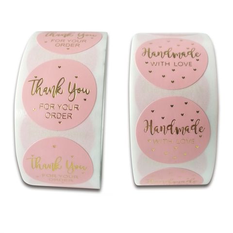Roll Pack Pink Bronze Wedding Decoration Thank You Stickers