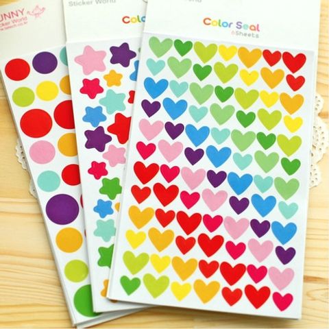 Love Star Color Stickers Notebook Growth Manual Children Cartoon Stickers Handmade Diy Album Materials