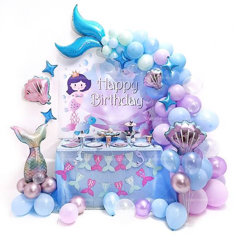 Birthday Mermaid Emulsion Party Banner Balloon