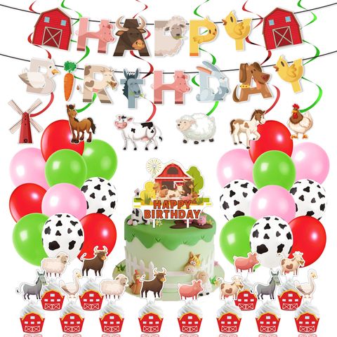 Birthday Animal Letter Paper Party Flag Balloon Cake Decorating Supplies