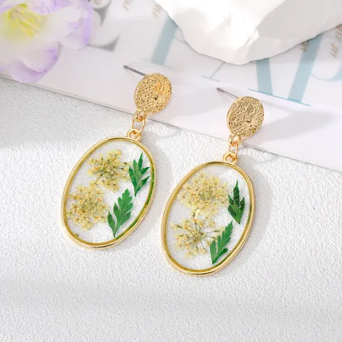 Wholesale Jewelry 1 Pair Fashion Dried Flower Alloy Drop Earrings