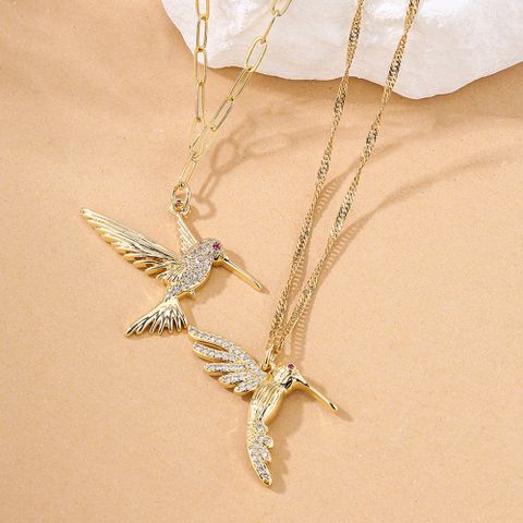 Fashion Bird Copper Zircon Pendant Necklace In Bulk
