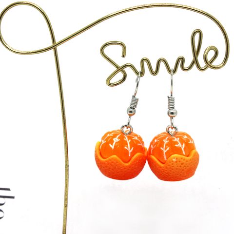 1 Pair Novelty Orange Patchwork Resin Drop Earrings
