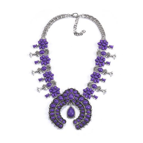 Fashion Flower Artificial Crystal Alloy Plating Artificial Crystal Necklace
