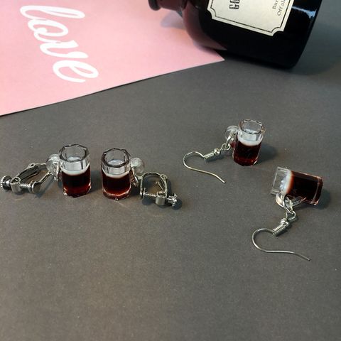 Novelty Wine Glass Plastic Resin Plating Earrings