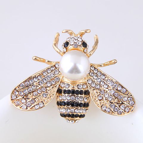 Fashion Bee Alloy Inlay Artificial Pearls Rhinestones Women's Brooches