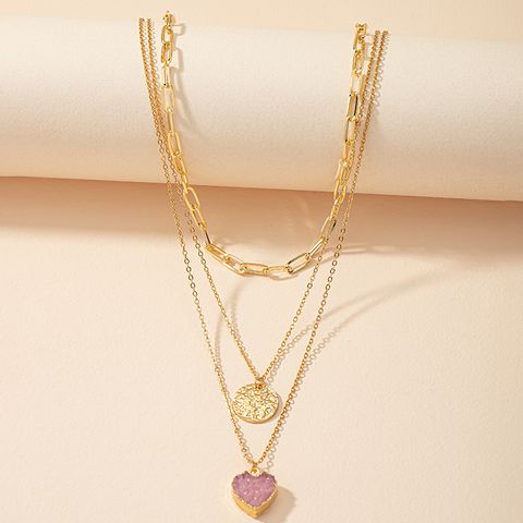 Fashion Round Heart Shape Crystal Alloy Wholesale Necklace