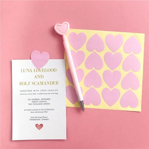 Cute Pink Heart Decorative Notebook Diary Envelope Sticker