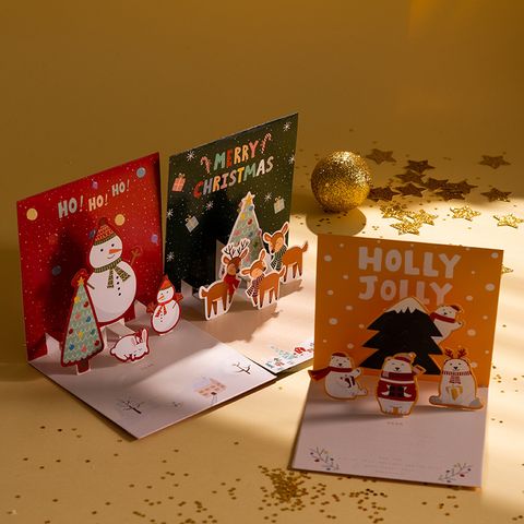 Korean Christmas Party Creative Three-dimensional Cartoon Christmas Greeting Card Thanksgiving Gilding Blank Blessing Card