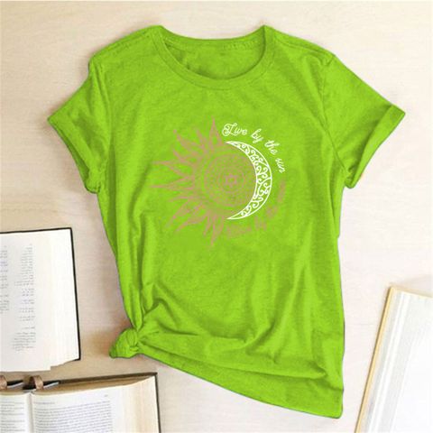Women's T-shirt Short Sleeve T-shirts Printing Streetwear Sun Letter