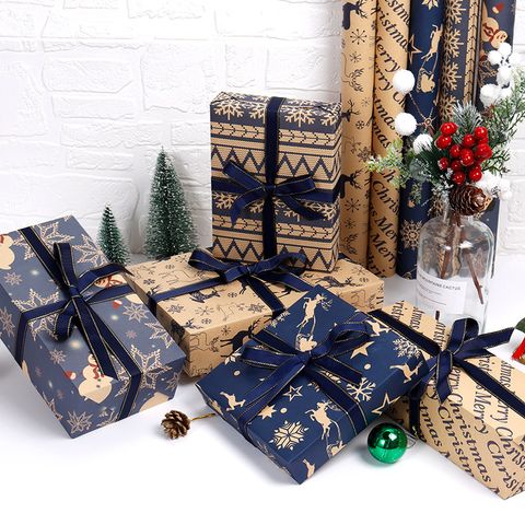 Christmas Snowman Snowflake Kraft Paper Party Gift Wrapping Supplies