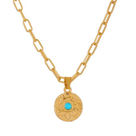 Vintage Style Simple Style Devil's Eye Alloy 14k Gold Plated Women's Pendant Necklace