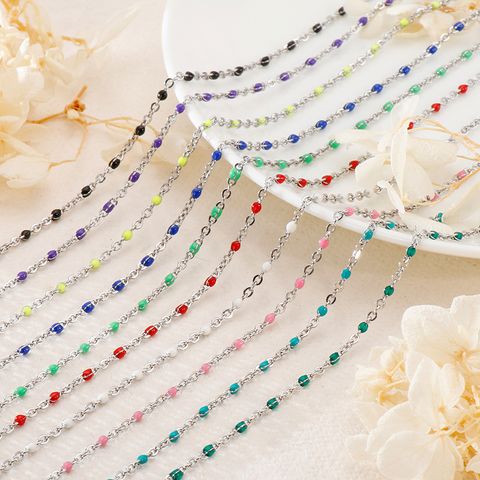 New Simple Stainless Steel Resin Steel Color Bead Necklace Accessories Wholesale