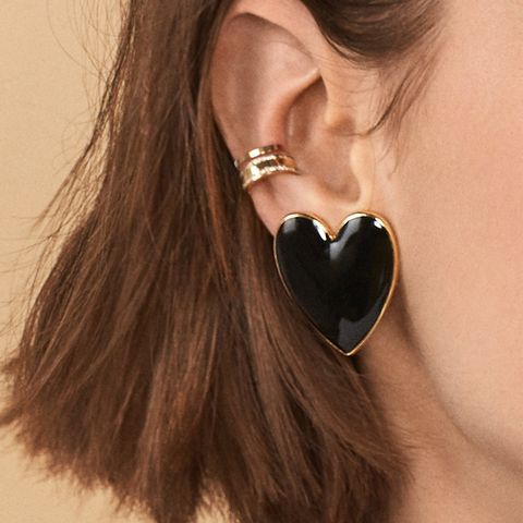Fashion Heart Shape Alloy Enamel Ear Studs 1 Pair