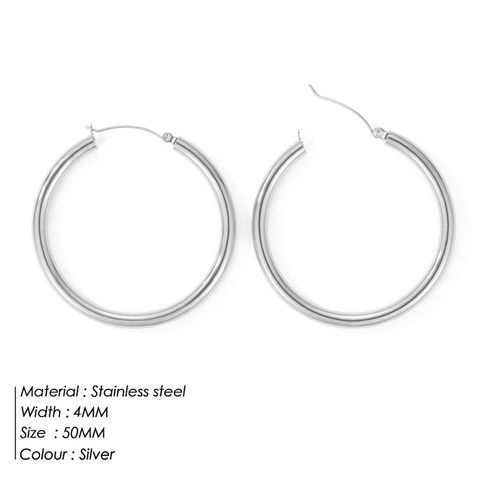 Fashion Geometric Plating Stainless Steel Hoop Earrings