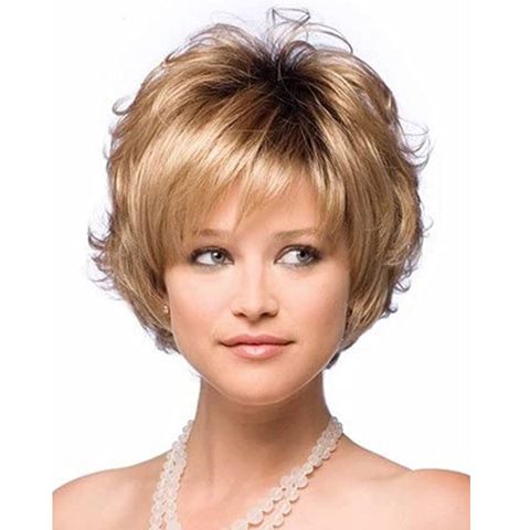 Fashion Party Light Brown High Temperature Silk Short Curly Wig