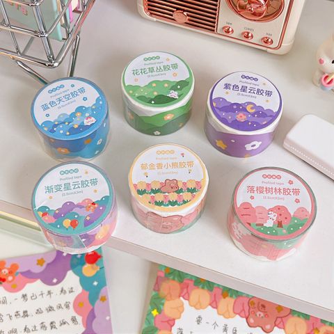 Transparent Paper Adhesive Tape Creative Journal Index Stickers Flower Ins Style Diy Decorative Stickers