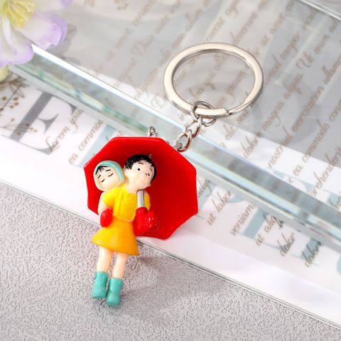 New Cute Broom Cartoon Little Girl Doll Resin Keychain Pendant