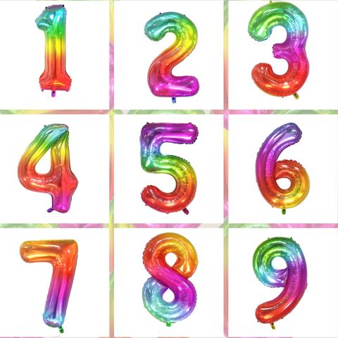 Birthday Number Gradient Color Aluminum Film Party Balloon