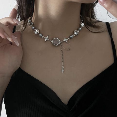 Fashion Cross Alloy Steel Plating Artificial Gemstones Women'S Necklace