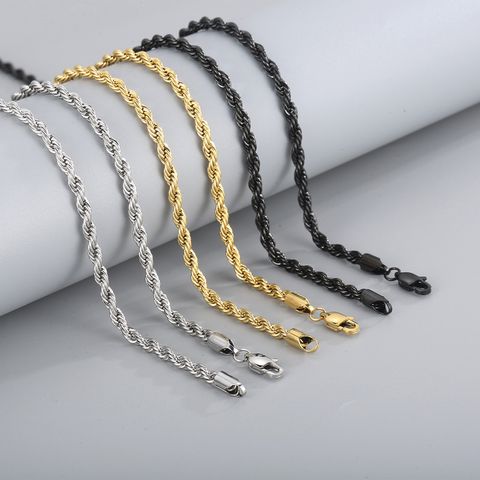 Simple Style Twist Stainless Steel Plating 18K Gold Plated Women'S Necklace