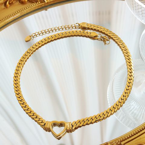 Elegant Heart Shape Titanium Steel Necklace Metal Stainless Steel Necklaces