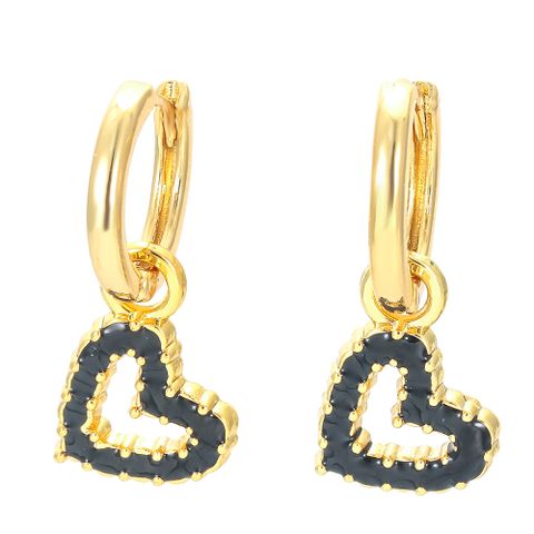 Fashion Heart Shape Copper Drop Earrings Enamel Plating Copper Earrings