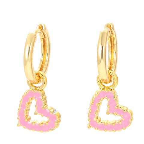 Fashion Heart Shape Copper Drop Earrings Enamel Plating Copper Earrings