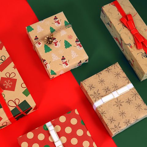 Noël Manchot Boite Cadeau Bonhomme De Neige Papier Kraft Fête Fournitures D'emballage Cadeau