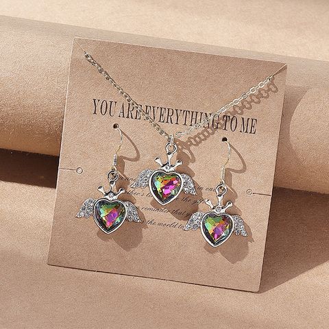 Fashion Heart Shape Butterfly Alloy Inlay Rhinestones Necklace 1 Set