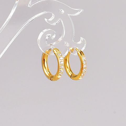 Fashion Geometric Titanium Steel Earrings Gold Plated Artificial Rhinestones Stainless Steel Earrings