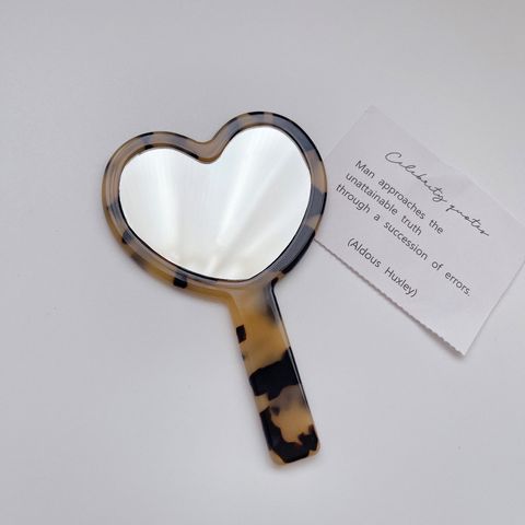 Retro Cellulose Acetate Sheet Mirror Fashion Geometry Pattern Portable Heart Shape Mirror