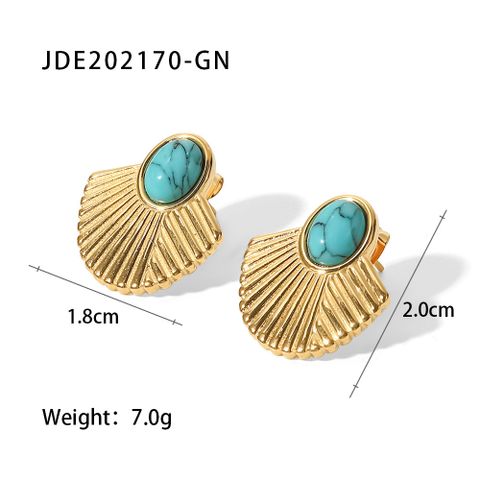 Fashion Sector Gold Plated Stainless Steel Turquoise Gold Plated Ear Studs