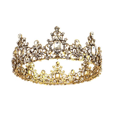 Baroque Color Diamond Alloy  Bride Retro Round Crown