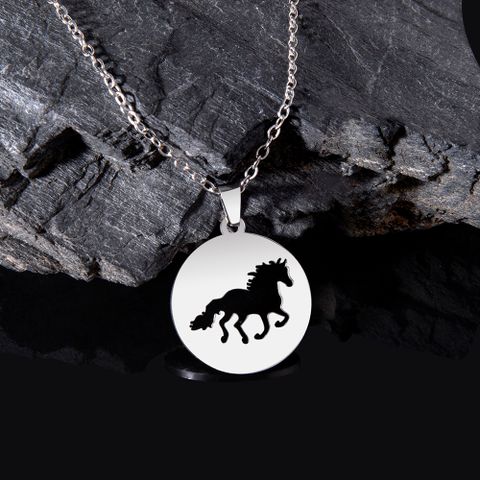 Simple Style Horse Stainless Steel Hollow Out No Inlaid Pendant Necklace