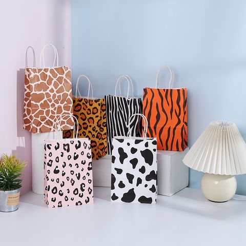 Children's Day Cute Zebra Cheetah Print Leopard Kraft Paper Festival Gift Bags