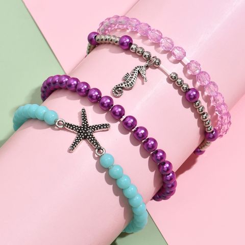 Ethnic Style Starfish Arylic Alloy Beaded Bracelets 1 Set