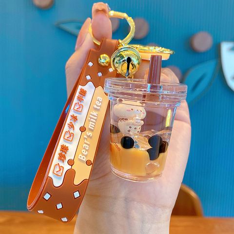 Fashion Milk Tea Pvc Arylic Patchwork Bag Pendant Keychain