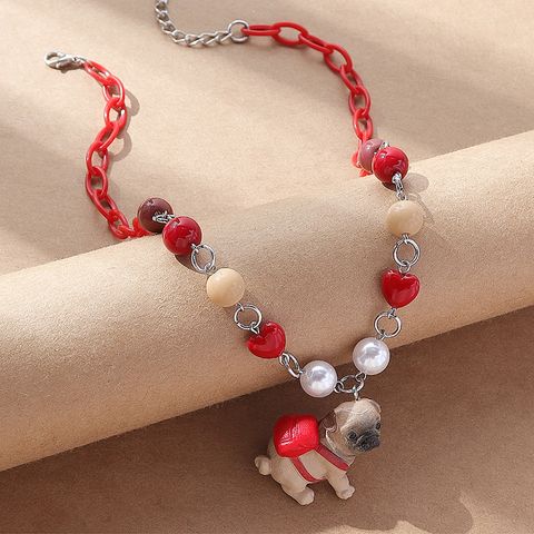 Fashion Dog Resin Beaded Necklace 1 Piece