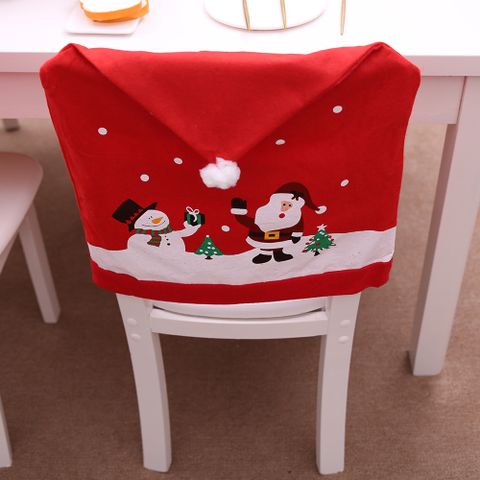 Christmas Christmas Tree Snowman Nonwoven Banquet Chair Cover
