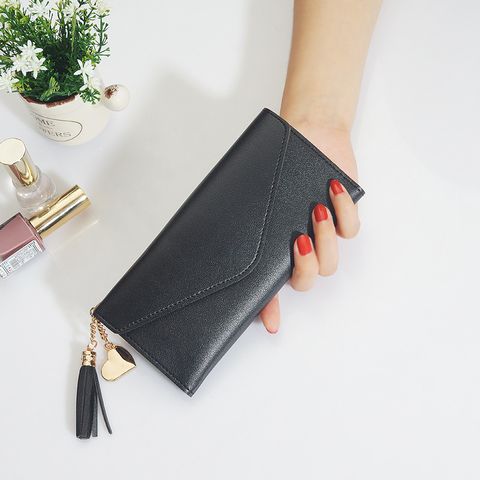 Fashion Solid Color Tassel Square Buckle Small Wallet Clutch Bag