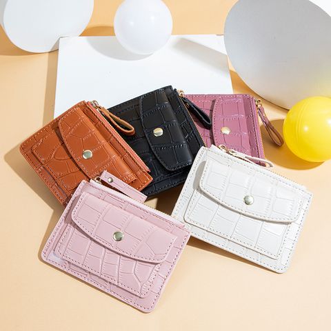 Mode Plaid Einfarbig Quadrat Reißverschluss Kleine Geldbörse Unterarmtasche