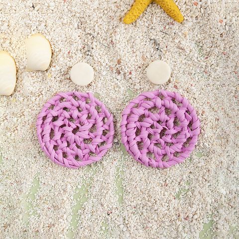 Vacation Solid Color Rattan Drop Earrings