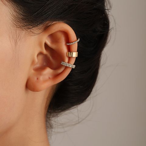 Wholesale Jewelry Simple Style C Shape Alloy Zircon Inlay Ear Clips